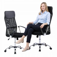 FOTEL BIUROWY OBROTOWY KRZESŁO BIUROWE MIKROSIATKA CZARNY REGULOWANY GAMING