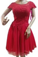 Sukienka tiulowa czerwona na wesele, bal r. 34