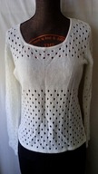 Bluzka dzianinowa, biała, ażurowa - M