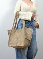 Jute Form Tote - duża torba z juty szydełkowa damska
