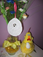 Zawieszki wielkanocne w kształcie jajek -ręczny haft richelieu