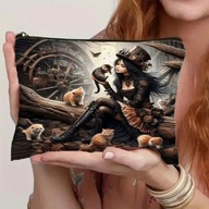 KOSMETYCZKA SASZETKA DROBNE KOSMETYK, PIÓRNIK HALOWEN CZAROWNIK kot gotyk