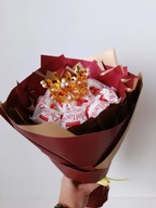 Bukiet ze słodyczami raffaello walentynki dzień kobiet babci mamy korona