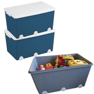 SKRZYNIA NA ZABAWKI PLASTIKOWA Z POKRYWKĄ GRANAT 57X36X29CM