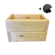 DONICA DREWNIANA 30CM + AGROWŁÓKNINA OGRÓD TARAS WNĘTRZE ZIELNIK DONICZKA