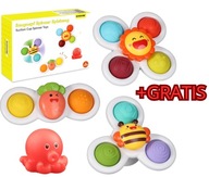 Zestaw 3 Spinnerów Sensorycznych z Przyssawką – Zabawa i Nauka + GRATIS
