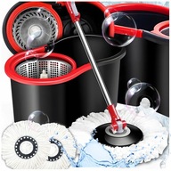 MOP OBROTOWY 360 TURBO Z WIADREM METALOWY WIRNIK 2 NAKŁADKI MIKROFIBRA