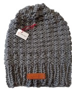 Szara czapka, wegańska, handmade, unikat