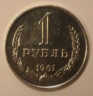 1 RUBEL 1961 ROSJA, ZSRR - ZWIĄZEK RADZIECKI, RZADKOŚĆ, UNIKAT - PIĘKNY
