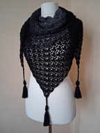 Chusta ręcznie robiona na szydełku, szer 180cm x wys 90cm, wełna merino,K2