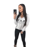 Bluzka NAPIS BLACK ze zlotymi dodatkami - biała uni