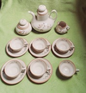 SERWIS KAWOWY ŚNIADANIOWY ,,SABA,, PORCELIT CHODZIEŻ 6 OSÓB