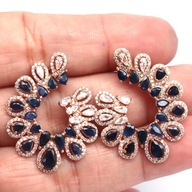 PIĘKNE WIECZOROWE KOLCZYKI Z NATURALNYMI SZAFIRAMI - UNIKAT!