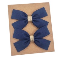 Spinki do włosów dla dziewczynki kokardki granatowe i złoto