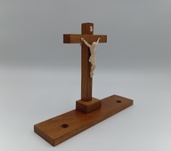 Piękny dębowy Krzyż Francja lata 60-te XXw wyjmowany - na świece na Kolendę