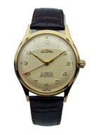 ZŁOCONY MĘSKI DUŻY ZEGAREK + DELBANA + 17 JEWELS LATA 50-TE - JAK Z FABRYKI