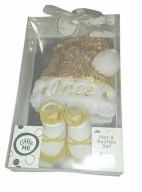 BABY SHOWER PREZENT DLA NIEMOWLAKA CZAPKA I BUTKI NIECHODKI KOMPLET