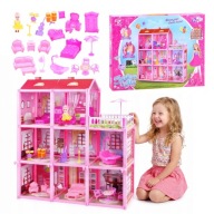 DOMEK DLA LALEK DUŻY 3 PIĘTRA MEBLE TARAS LALKA AKCESORIA PREZENT 65CM