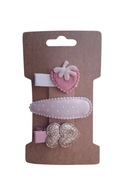 Mini spinki do włosów serduszka truskawka róż złoto 3 szt.