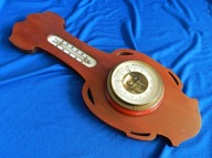 STARY DREWNIANY BAROMETR FAZOWANE SZKŁO TERMOMETR sygnowany