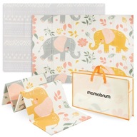 Dwustronna mata piankowa składana 180x120 Egzotyczne słonie/odcień Szarości