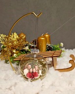 Personalizowana bombka ze złotym anielskim włosem i kodem QR do kolędy