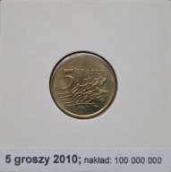 *P[0703] POLSKA 5 groszy 2010 III Rzeczpospolita Orzeł (heraldyka) *Holder