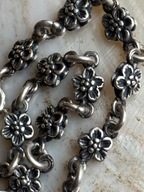 Bransoletka stara srebrna PRL kwiaty dwustronna róże cz. kompletu