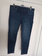 spodnie dżins jeggins 46 48 maxi blue strecz proste granat ze średnim stan