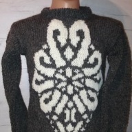 Sweter, swetr góralski z wełny owczej z parzenicą