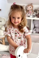 CHRISMA BLUZKA KRÓTKI RĘKAW FALBANKAMI KOSZULKA T-SHIRT WRÓŻKA KWIATKI 116