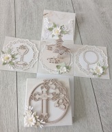 Komunia Święta, exploding box , dziewczynka, kartka prezent rękodzieło