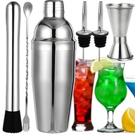 ZESTAW BARMAŃSKI 6 EL SHAKER MIARKA ŁYŻKA TŁUCZEK DO DRINKÓW KOKTAJLI 700ml