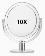 lusterko powiększające 10x kosmetyczne dwustronne, stojące duże: 17 cm