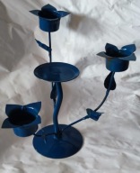 ŚWIECZNIK METALOWY KWIAT RÓŻA NA 4 ŚWIECE 25x25 cm