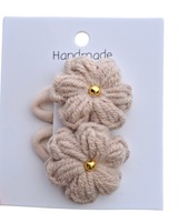 Mini gumki do włosów szydełkowe kwiatki handmade 2 szt.