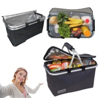 KOSZ KOSZYK PIKNIKOWY SKŁADANY TERMICZNY TURYSTYCZNY NA ZAKUPY CZARNY DUŻY