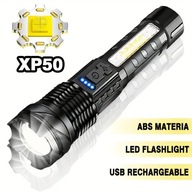 Latarka Taktyczna LED XP50 USB Ładowana z Funkcją Zoom Stroboskop COB xshop