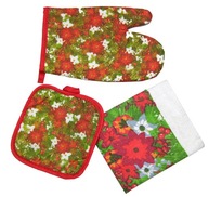 Świąteczny ZESTAW KUCHENNY Rękawica Ręcznik Podkładka VINTAGE NA MIKOŁAJKI
