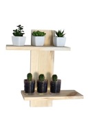 Drewniana półka wisząca z dwiema półkami – naturalna dekoracja ścienna