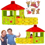 DOMEK DLA DZIECI Z KOMINEM OGRODOWY PLASTIKOWY 200X104 CM Z TARASEM 2 lata+