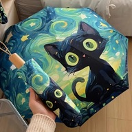 PARASOL PARASOLKA W KOTY KOT CAT CATS WZÓR ANIME ANIMOWANY VAN GOGH CASUAL