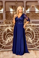Crystal suknia wieczorowa plus size 44 rękaw 3/4 granatowy