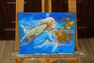 Sylwia Śmiłowska " Mój anioł", olej na płótnie 40 x 30