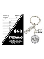 Zeszyt dziennik treningowy brelok do kluczy kettlebell ciężarek napis