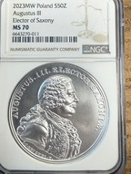 50 zł SSA August III Sas 2023 NGC MS 70 MAX NOTA IDEAŁ