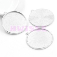 Baza medalionu na kaboszon 25mm Jasne srebro