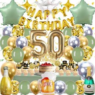 ZESTAW DEKORACJI NA 18 URODZINY Balony Czarno Złote Na 50 Girlanda