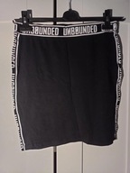 fb sister xs s 34 36 spódniczka na gumie mini czarna białe napisy strecz