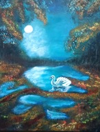 Obraz Łabędż prezent abstrakcja malowany ręcznie 40x30 /75 Patryk Mit